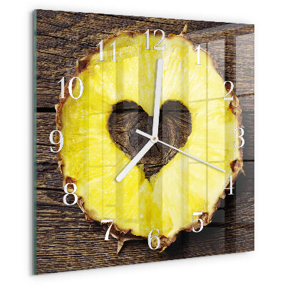 Wanduhr quadratisch Ananas