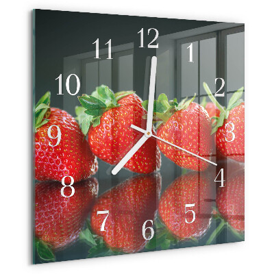 Wanduhr quadratisch Erdbeeren