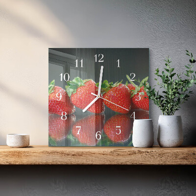 Wanduhr quadratisch Erdbeeren