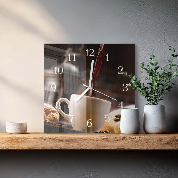 Wanduhr quadratisch Kaffee
