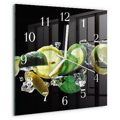 Wanduhr quadratisch Zitrone und Limette
