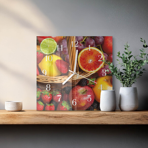 Wanduhr quadratisch Obst