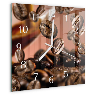 Wanduhr quadratisch Kaffeebohnen