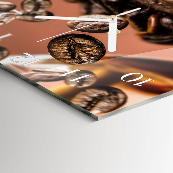Wanduhr quadratisch Kaffeebohnen