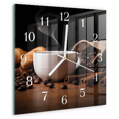 Wanduhr quadratisch Kaffee
