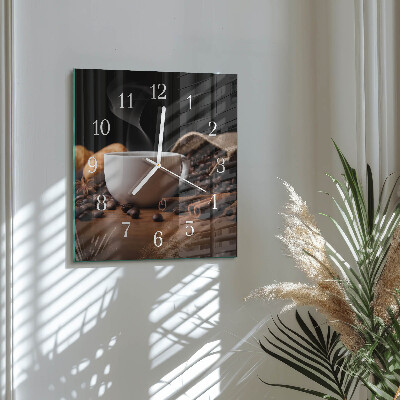 Wanduhr quadratisch Kaffee