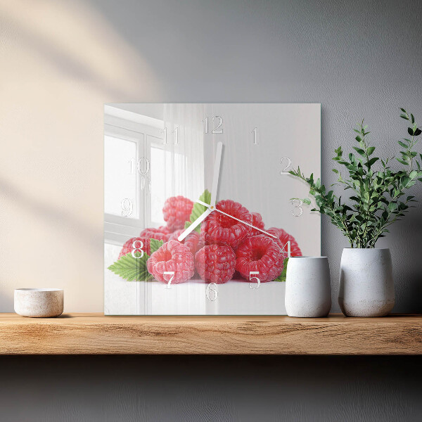 Wanduhr quadratisch Himbeeren