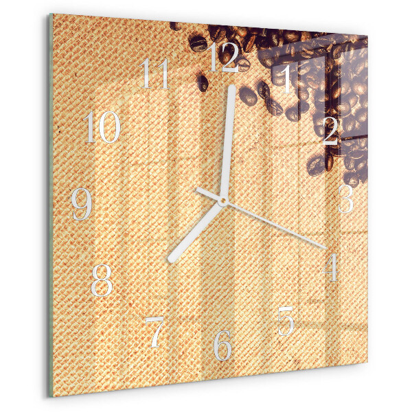 Wanduhr quadratisch Kaffeebohnen