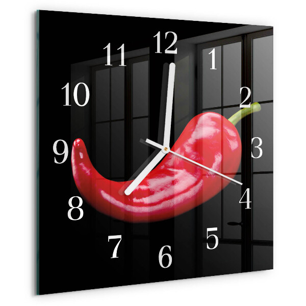 Wanduhr quadratisch Chilischoten