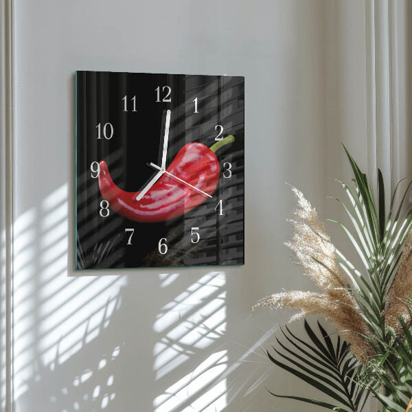 Wanduhr quadratisch Chilischoten