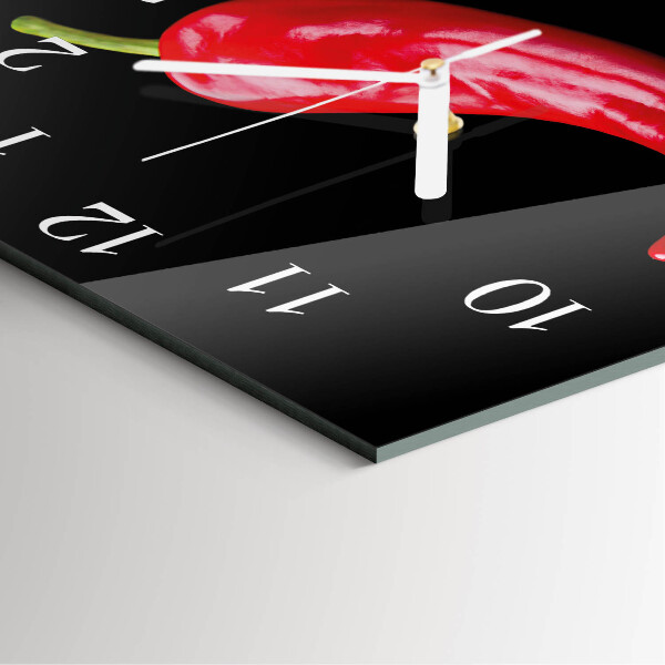 Wanduhr quadratisch Chilischoten