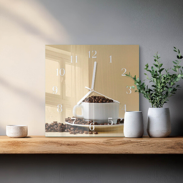 Wanduhr quadratisch Kaffee