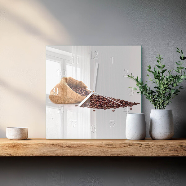 Wanduhr quadratisch Kaffeebohnen