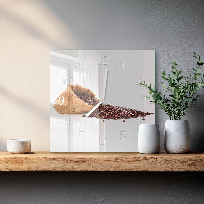 Wanduhr quadratisch Kaffeebohnen