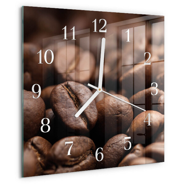 Wanduhr quadratisch Kaffeebohnen