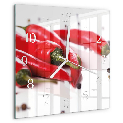 Wanduhr quadratisch Chilischoten