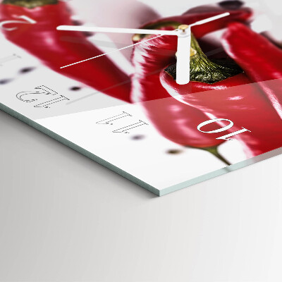 Wanduhr quadratisch Chilischoten
