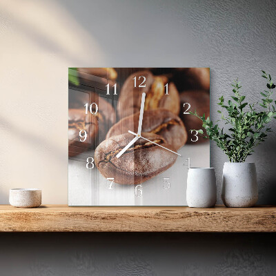 Wanduhr quadratisch Kaffeebohnen