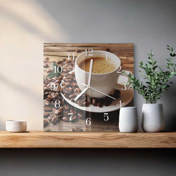 Wanduhr quadratisch Kaffee
