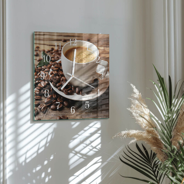 Wanduhr quadratisch Kaffee