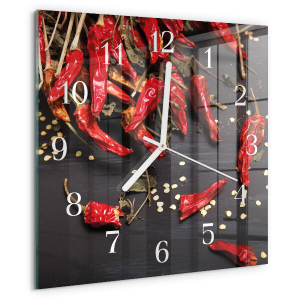Wanduhr quadratisch Chilischoten