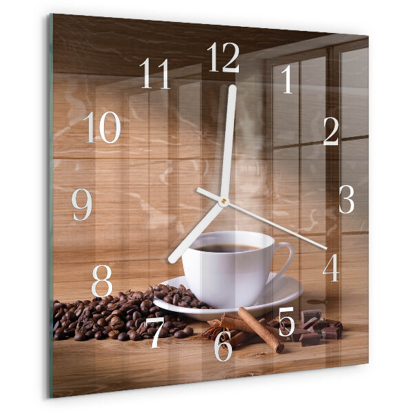 Wanduhr quadratisch Kaffee