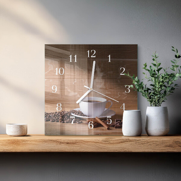 Wanduhr quadratisch Kaffee