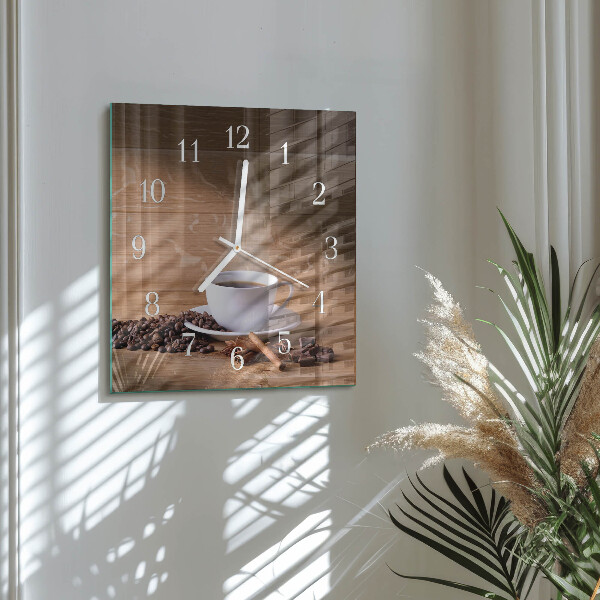 Wanduhr quadratisch Kaffee