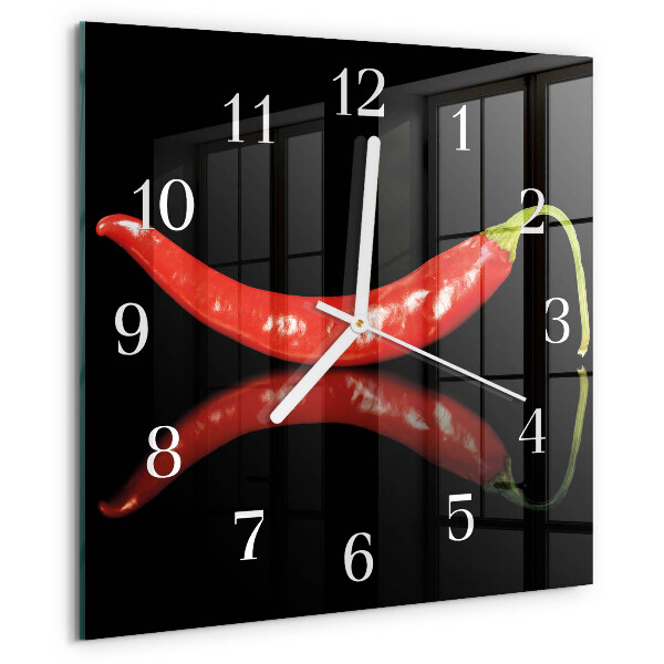 Wanduhr quadratisch Chilischoten