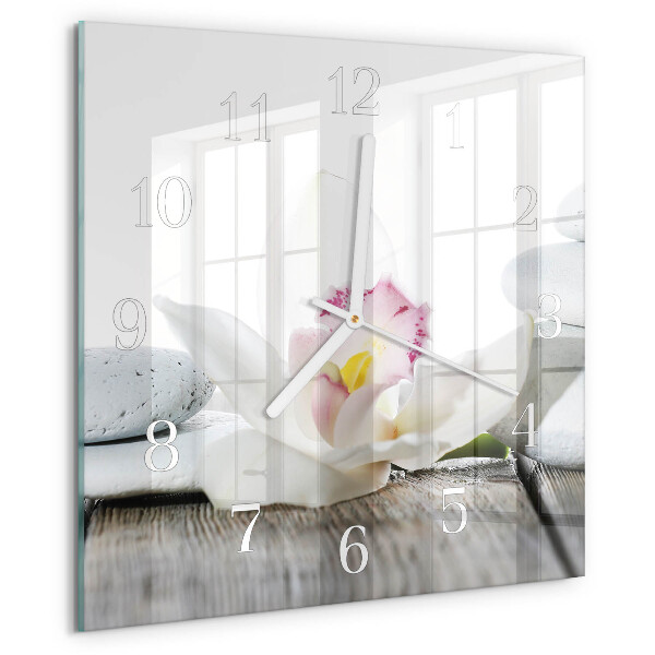 Wanduhr quadratisch Orchidee