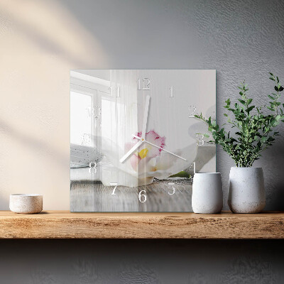 Wanduhr quadratisch Orchidee