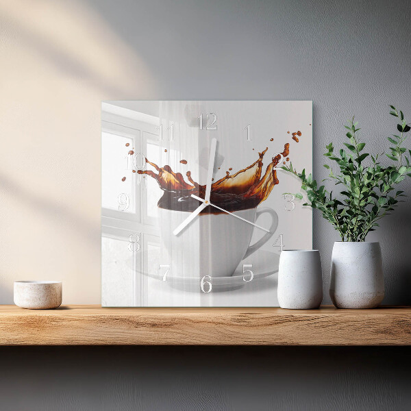 Wanduhr quadratisch Kaffee
