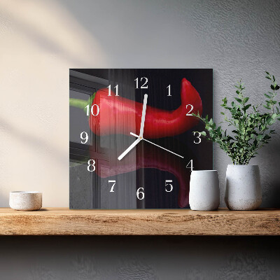 Wanduhr quadratisch Chilischoten