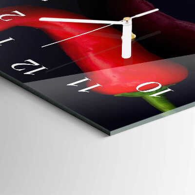 Wanduhr quadratisch Chilischoten