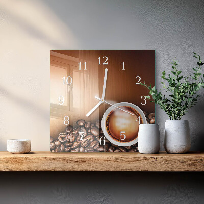 Wanduhr quadratisch Kaffee