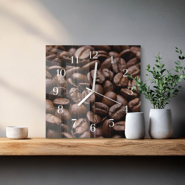Wanduhr quadratisch Kaffeebohnen