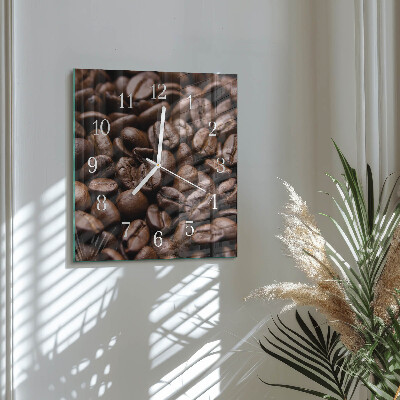 Wanduhr quadratisch Kaffeebohnen