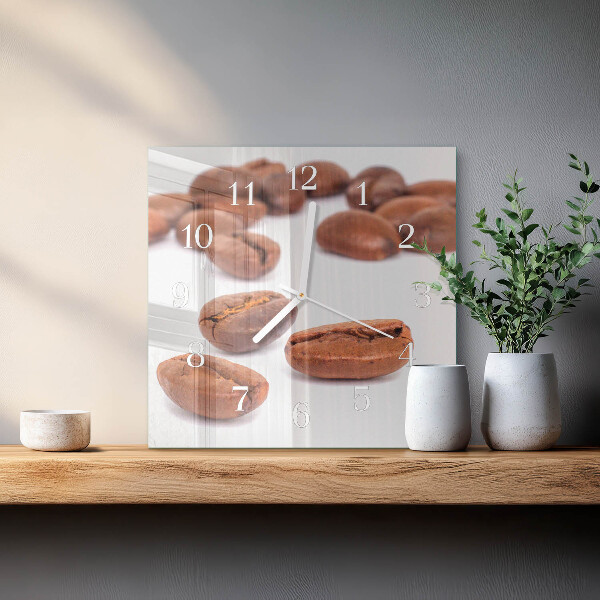 Wanduhr quadratisch Kaffeebohnen