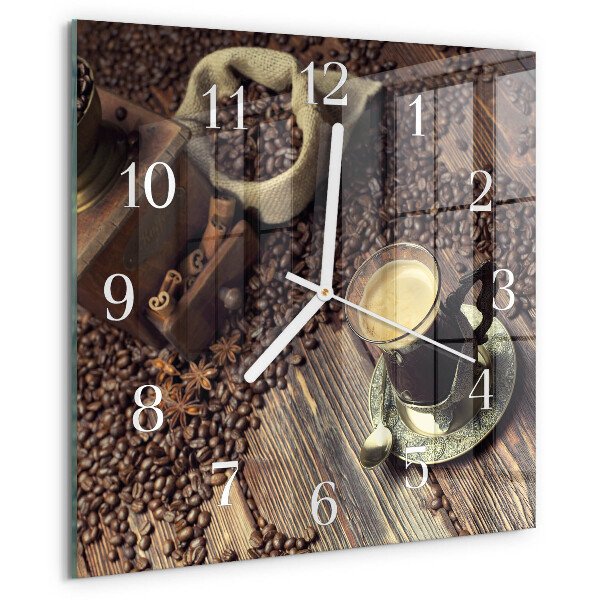 Wanduhr quadratisch Kaffee