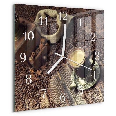 Wanduhr quadratisch Kaffee