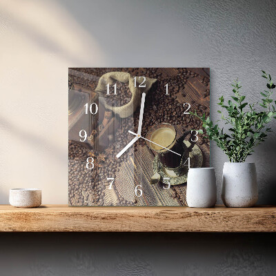 Wanduhr quadratisch Kaffee