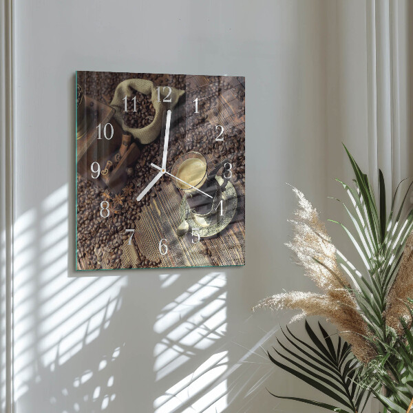 Wanduhr quadratisch Kaffee