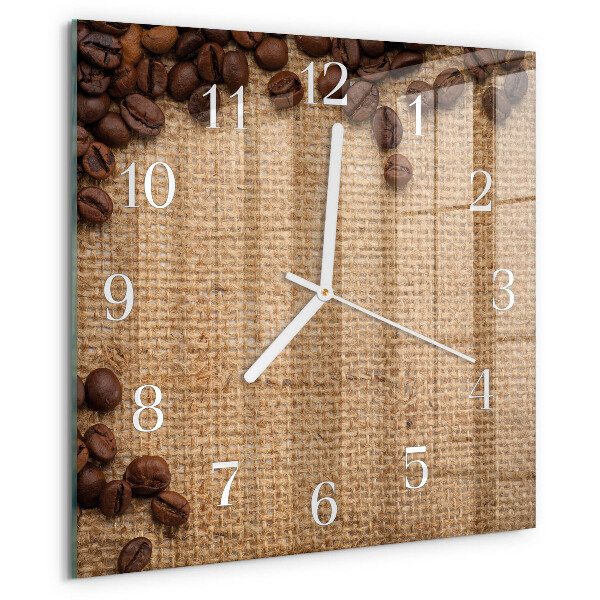 Wanduhr quadratisch Kaffeebohnen