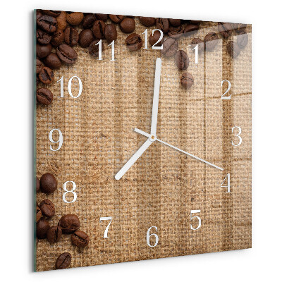 Wanduhr quadratisch Kaffeebohnen