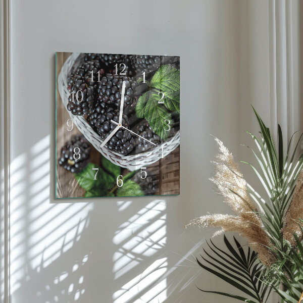 Wanduhr quadratisch Brombeeren