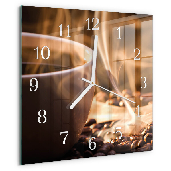 Wanduhr quadratisch Kaffee