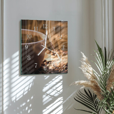 Wanduhr quadratisch Kaffee