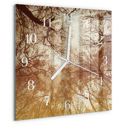 Wanduhr quadratisch Baumkronen