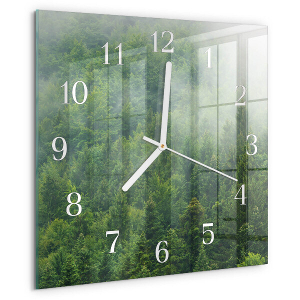 Wanduhr quadratisch Nebliger Wald
