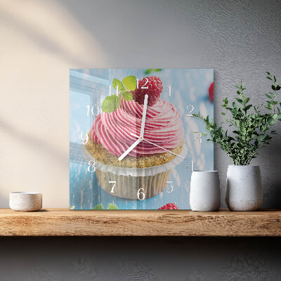 Wanduhr quadratisch Himbeermuffin